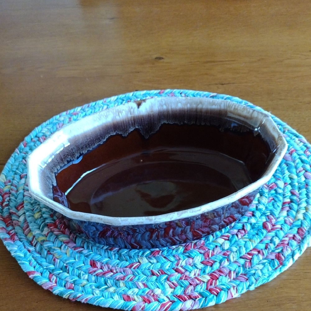 Vintage McCoy #7071 Pottery USA Brown Drip Glaze Casserole Dish Oven Safe